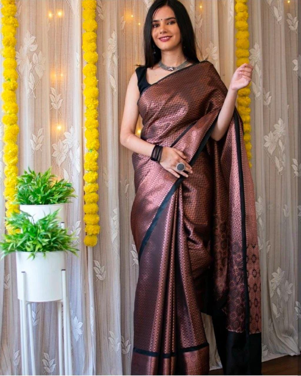 Buy SGF11 Women's Kanjivaram Pure Soft Silk Saree Pure Silver - ANIBEY