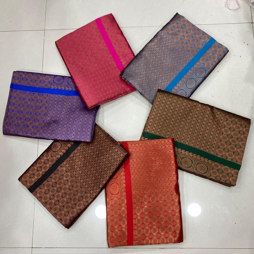 Buy SGF11 Women's Kanjivaram Pure Soft Silk Saree Pure Silver - ANIBEY