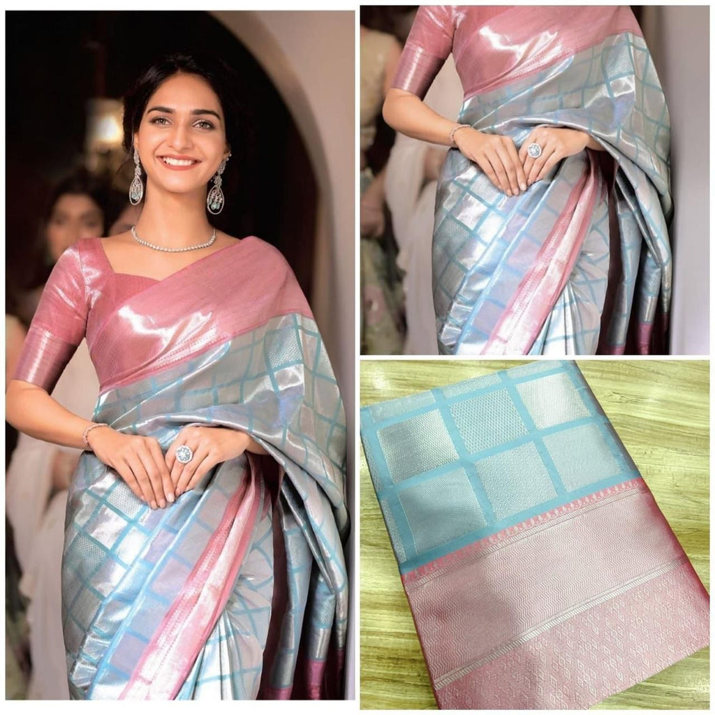 GOLDEN&WHITE BANARASI SOFT SILK SAREE BEAUTIFUL
