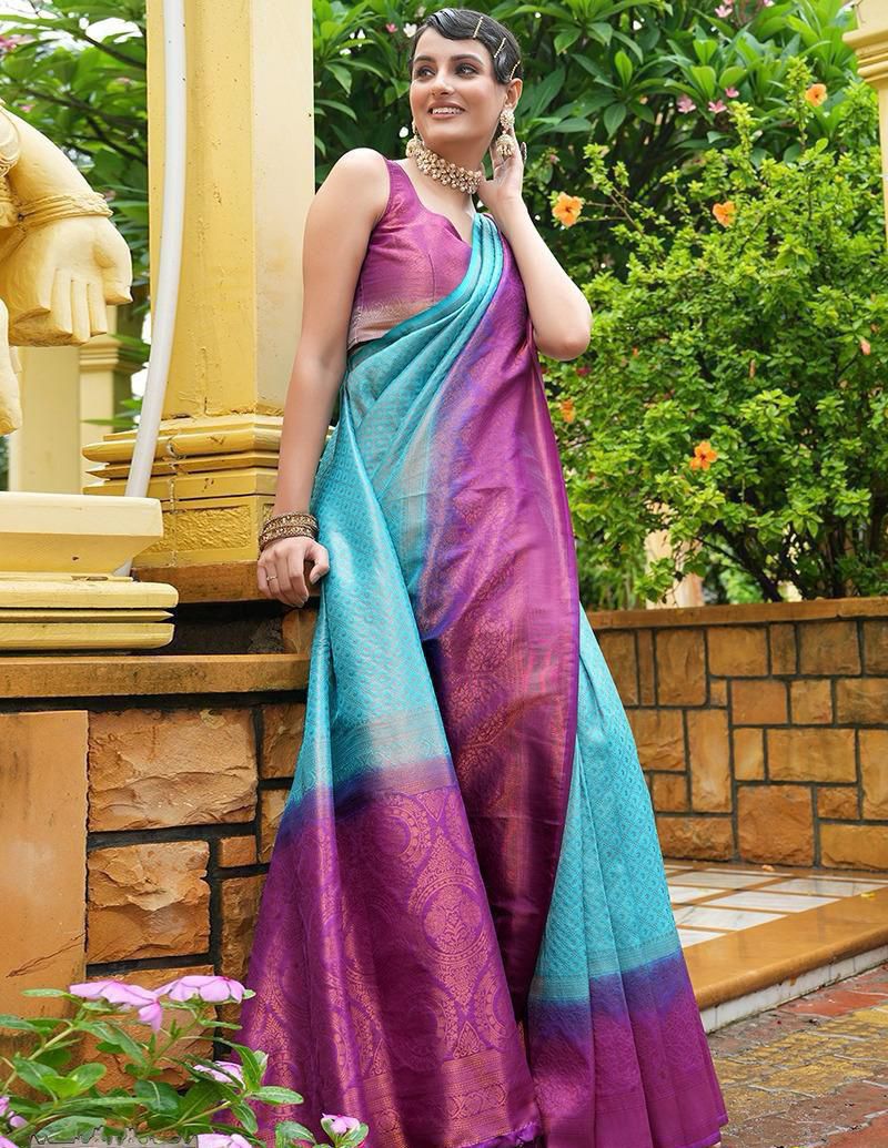 GOLDEN&WHITE BANARASI SOFT SILK SAREE BEAUTIFUL