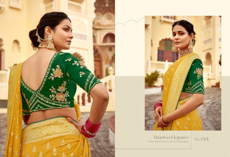 Sweet Green Woven Banarasi Designer Silk Saree With Blouse - ANIBEY