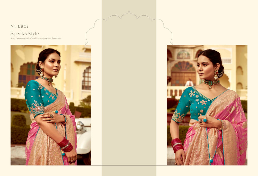Sweet Green Woven Banarasi Designer Silk Saree With Blouse - ANIBEY