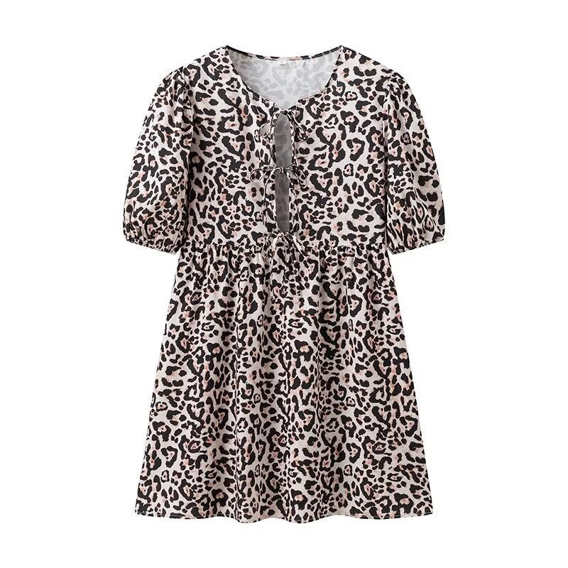 Lacing Mid-length Solid Color Shirt Dress Women - ANIBEY