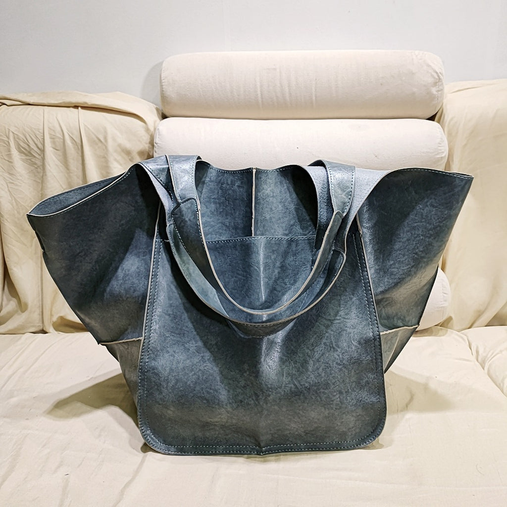 Soft Leather Large Capacity One-shoulder Tote Bag - ANIBEY