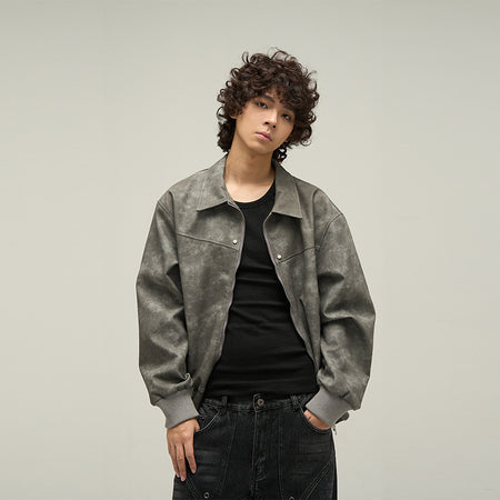 American Retro Brown Leather Jacket For Men - ANIBEY