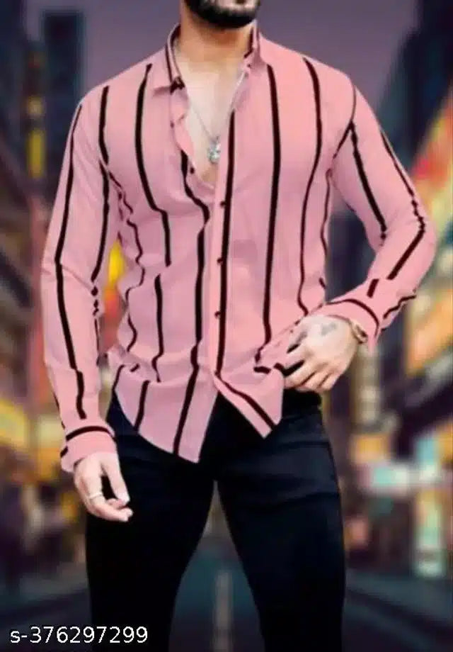 Full Sleeves Shirt for Men (Pink, S) - ANIBEY