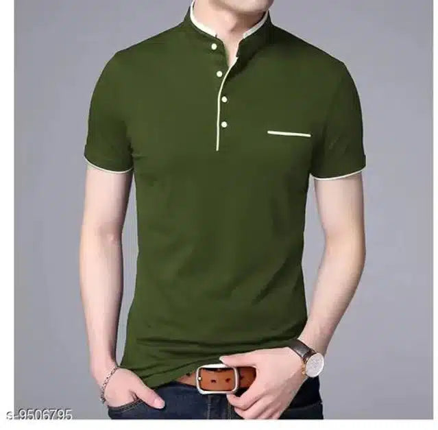 T-Shirt for Men (Olive, L) - ANIBEY