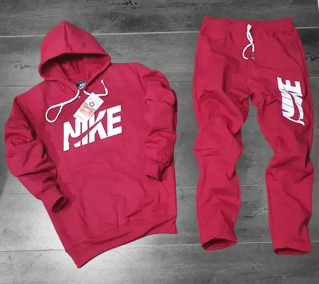 Fleece Hooded Tracksuits for Men (Maroon, L) - ANIBEY
