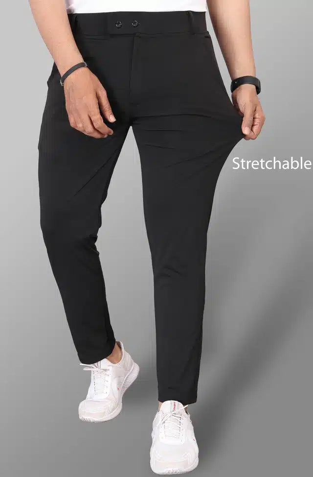 Lycra Blend Trouser for Men (Black, 28) - ANIBEY