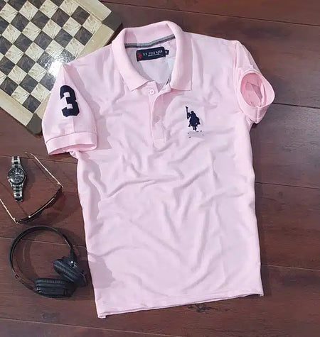 Half Sleeves Casual T-shirt for Men (Pink, M) - ANIBEY