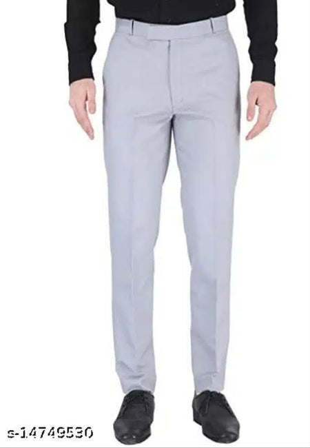 Cotton Blend Trouser for Men (Grey, 28) - ANIBEY