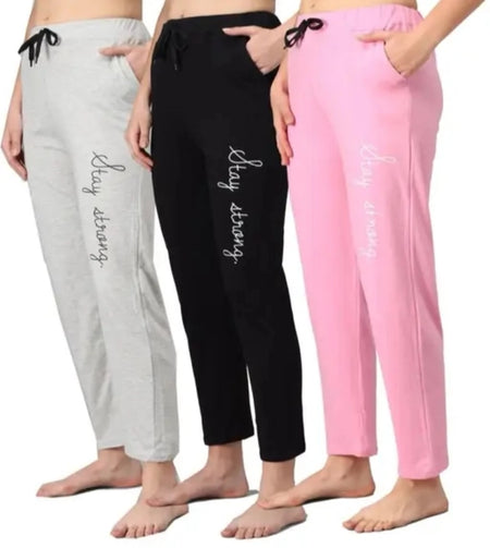 Cotton Blend Straight Fit Trouser for Women (Multicolor, M) (Pack of 3) - ANIBEY