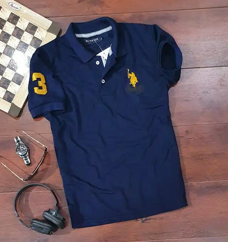 Half Sleeves Casual T-shirt for Men (Navy Blue, L) - ANIBEY