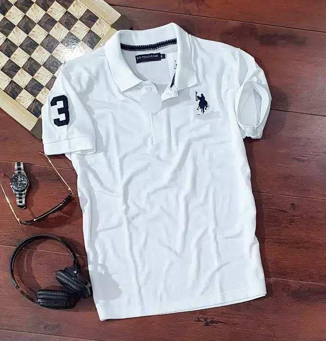 Half Sleeves Casual T-shirt for Men (White, L) - ANIBEY