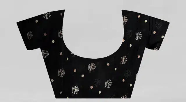 Georgette Printed Saree for Women (Black, 5.95 m) - ANIBEY