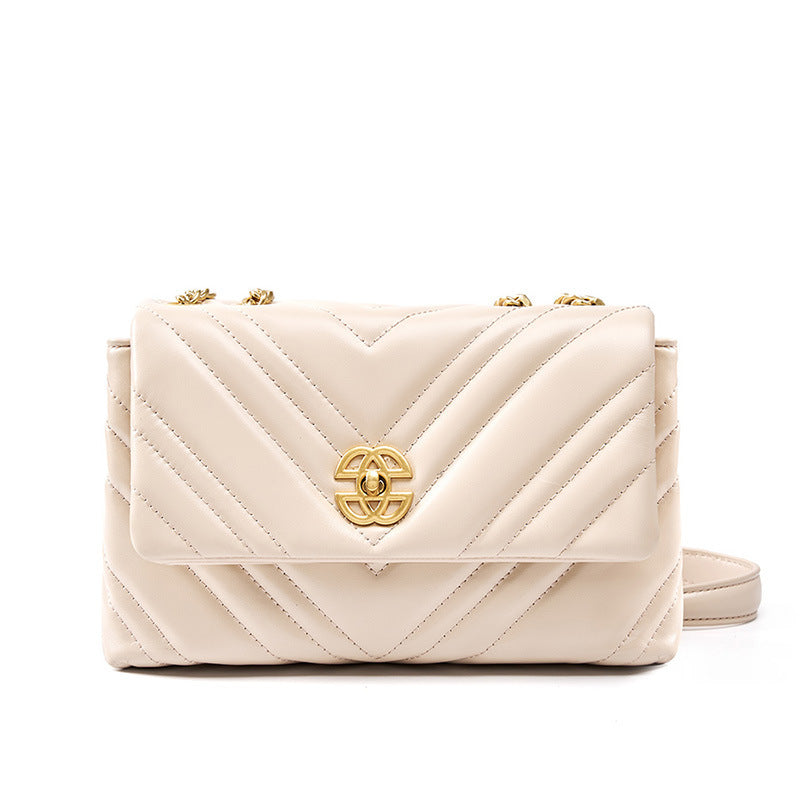 Women's Leather Diamond Chain Square Shoulder Messenger Bag - ANIBEY