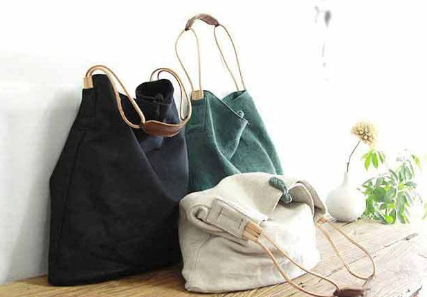 Casual One-shoulder Literary Hand Cloth Bag Handmade Disc Buckle Large Capacity - ANIBEY