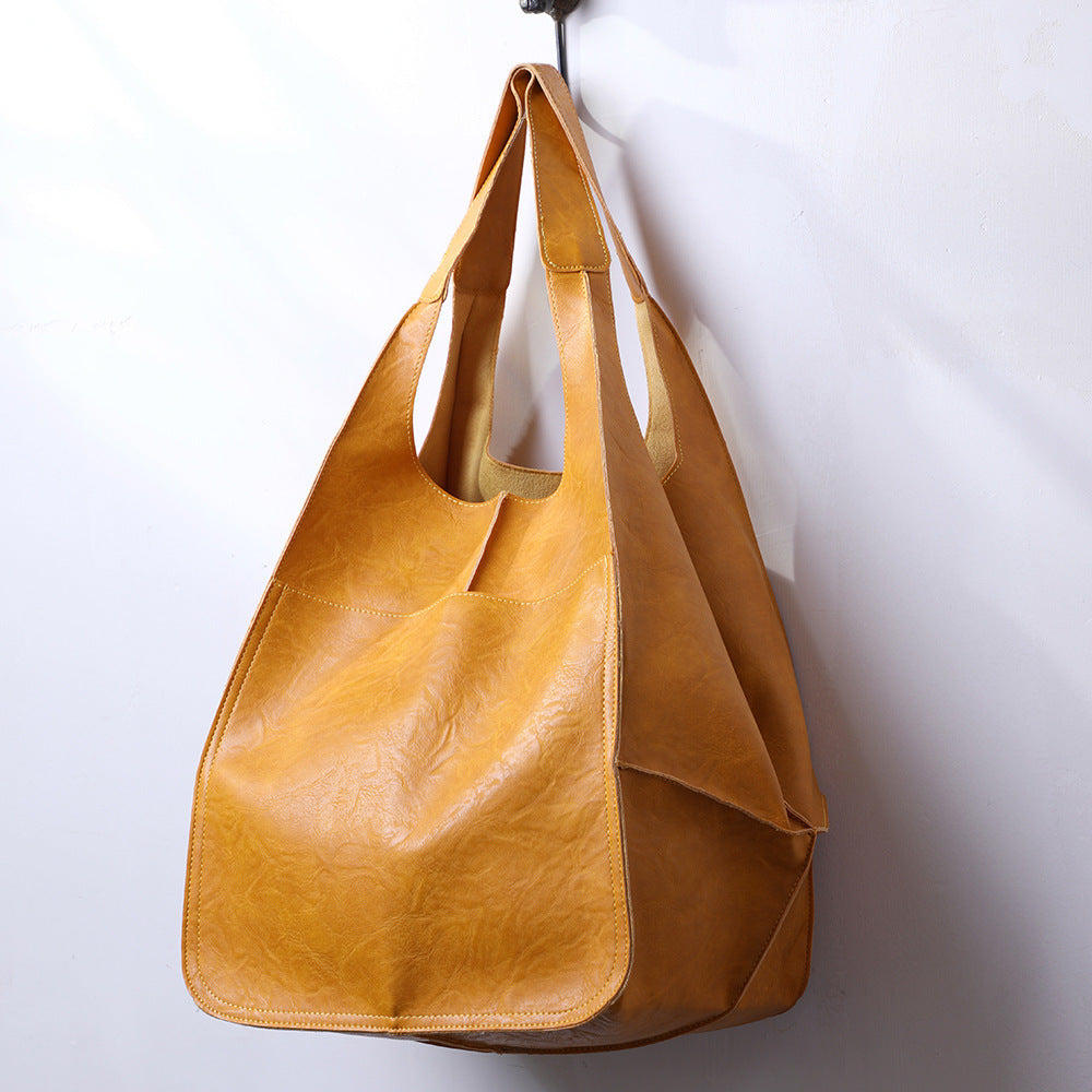Simple Big Bag Soft Leather Large Capacity Shoulder Hand-held Tote - ANIBEY