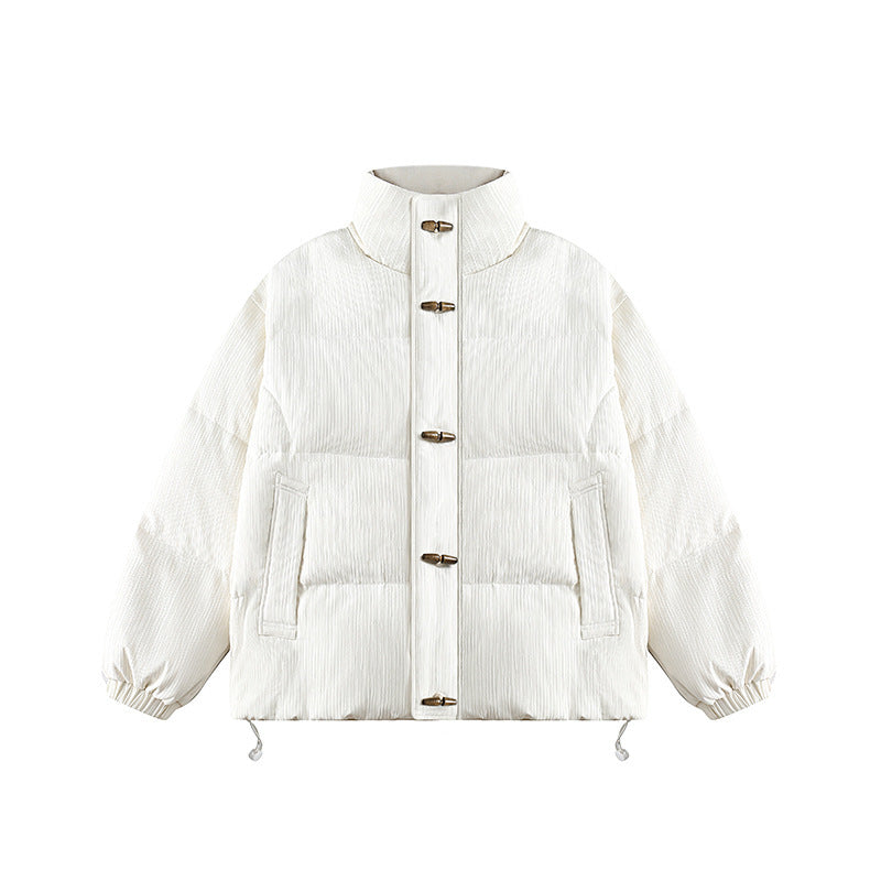 Men's Button-Up Puffer Bomber Jacket - ANIBEY