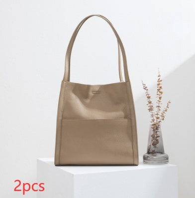Leather Tote Large Capacity Shoulder Bag - ANIBEY
