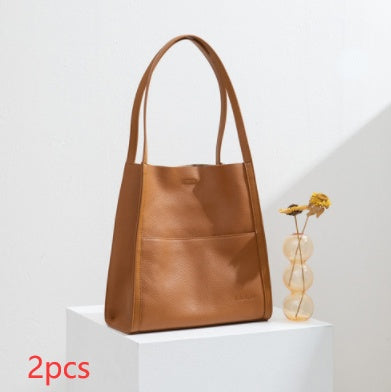 Leather Tote Large Capacity Shoulder Bag - ANIBEY